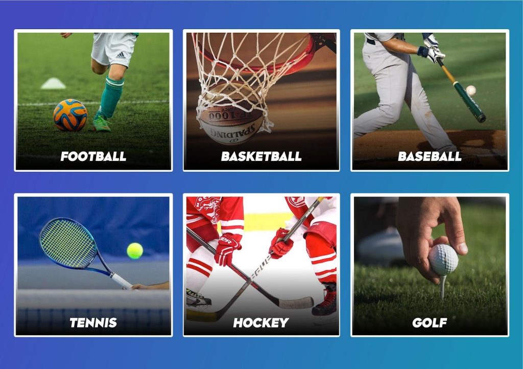 Screenshot of sports categories