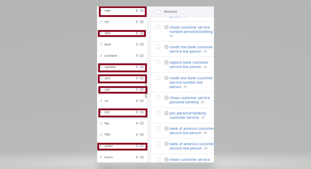 Screenshot of Semrush's keyword filter options.