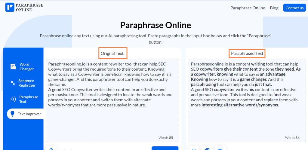 A image of Paraphraseonline.io – A Content Rewriter