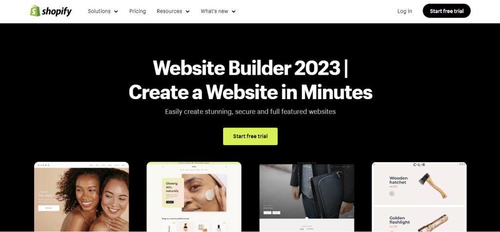 A screenshot of Shopify's landing page
