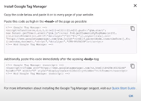 A screenshot of Google Tag Manager's container code snippet