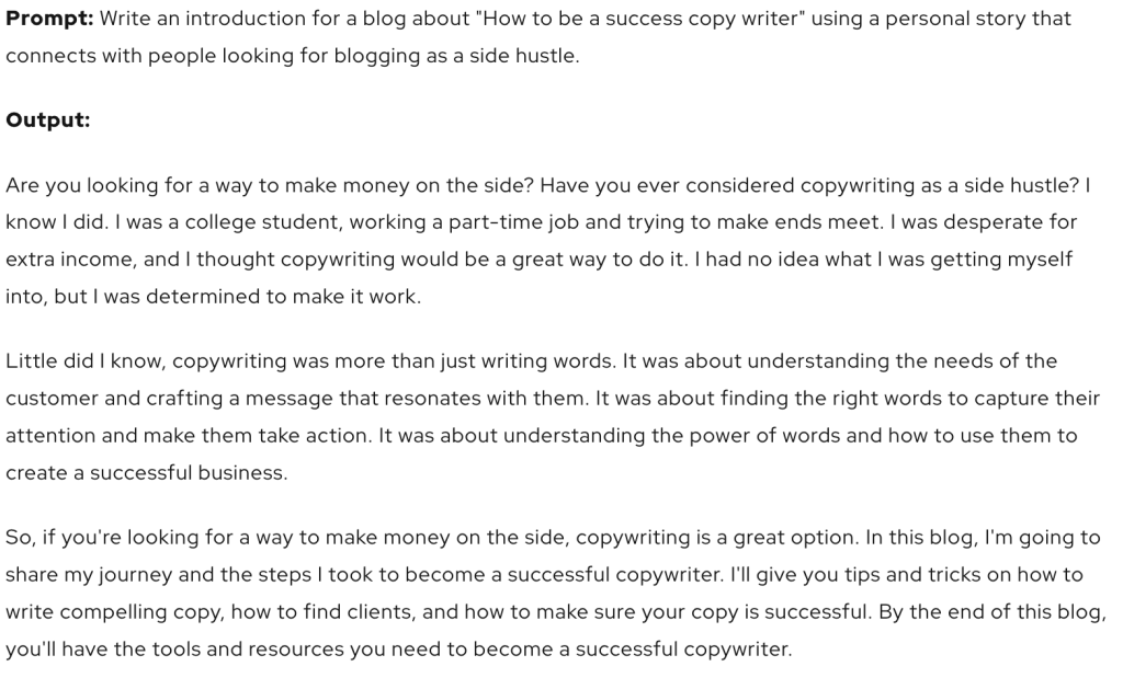 Writing introduction with a personal story to connect