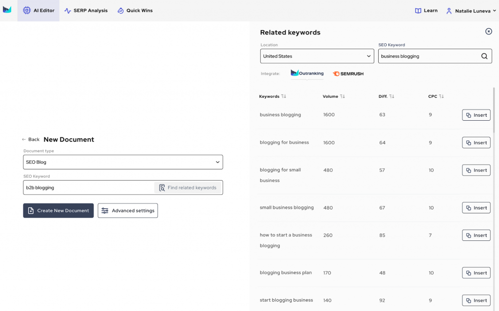 content strategy by identifying the target keywords