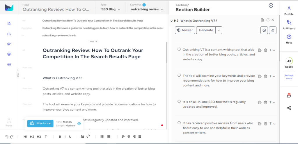 outranking content writing automation tool