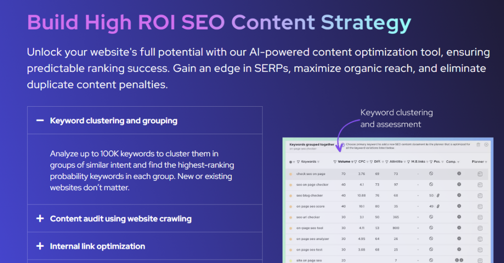 A screenshot explaining the benefits of using AI to optimize SEO content strategy