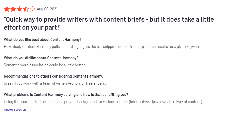 Content Harmony review screenshot