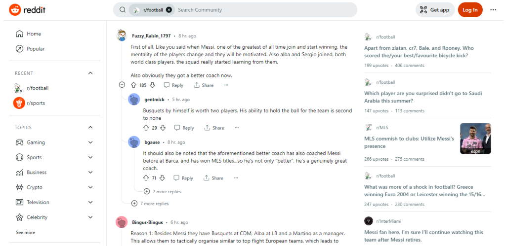 Screenshot of a sports Reddit Thread
