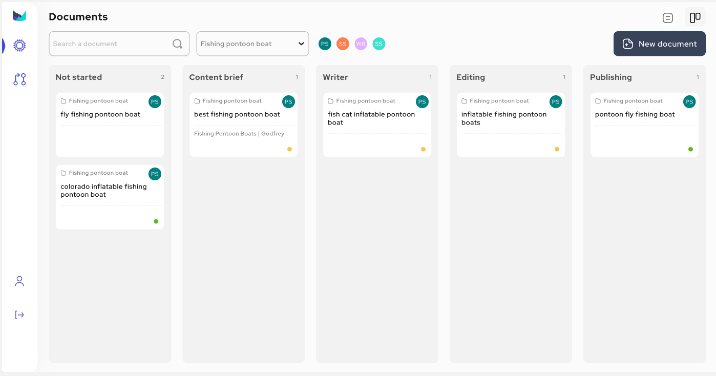 Screenshot of Outranking's Kanban board.