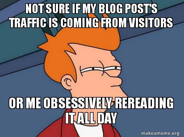 A meme about blog post traffic increasing