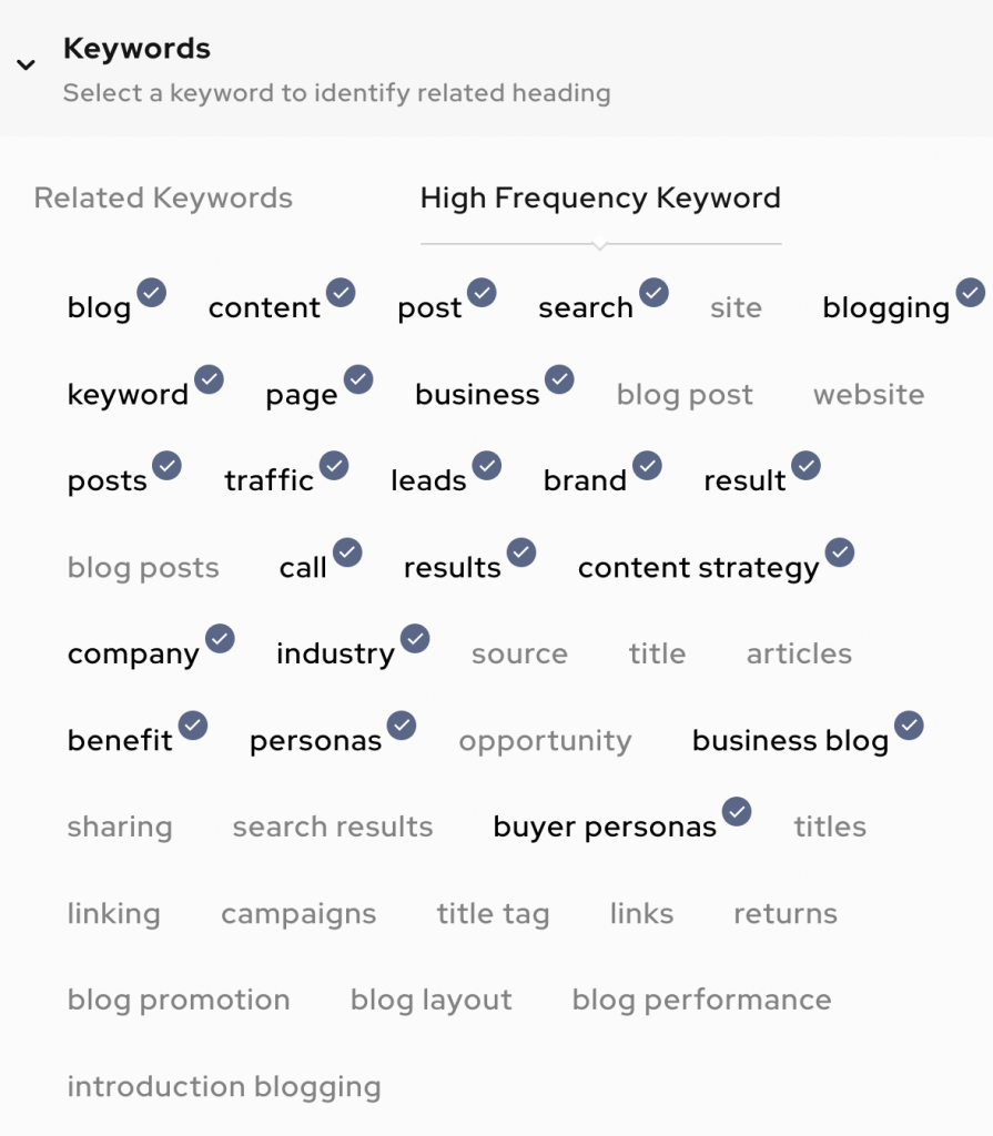 High Frequency Keyword for Blog