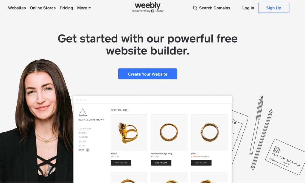 Weebly offers a drag-and-drop interface