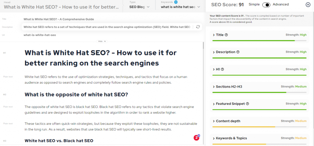 Outranking - AI-based SEO writing assistant