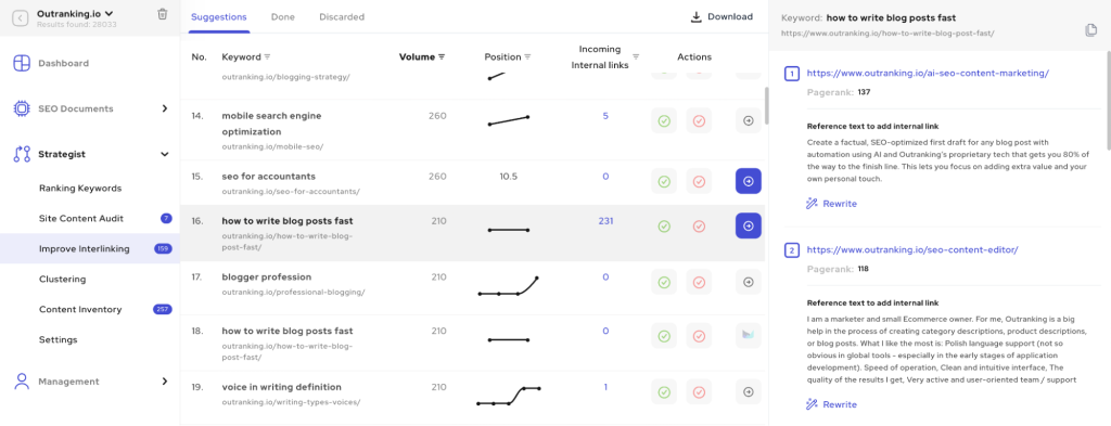 Internal linking Suggestions